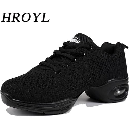 New Square Dance Shoes For Women Dance Sneakers Jazz Shoes Air Cushion Design Flying Mesh Breathable And Comfortable 4CM Heel