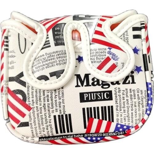 1pc USA Flag 2ball Magnet Golf Square Mallet Putter Head Cover for Center Shafts Putters Magnetic Closure
