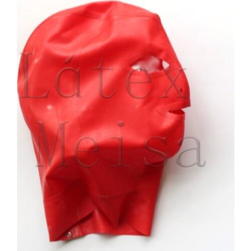 3D design Fetish latex hoods open eyes nostrils and mouth with back zip for adults
