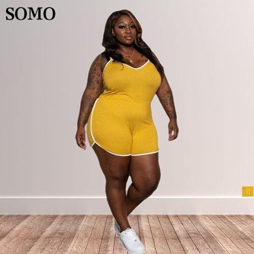 Summer Clothes White Side Striped Sexy V Neck Plus Size Family Casual Outfit Womens Jumpsuits 4xl 5xl Wholesale Dropshipping