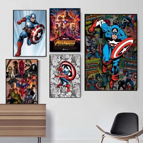 Marvel Spiderman Canvas Painting Superhero Captain America Prints and Posters Wall Art Picture for Kids Room Decoration Cuadros