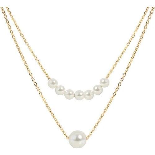 Fashion Korean Version Of Punk According To The Necklace Is Thin And Temperament Double Pearl Clavicle Chain Necklace Wholesale