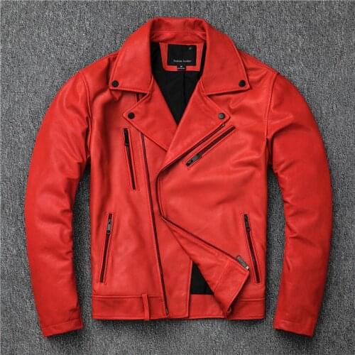 Factory genuine leather jacket sheep skin coat for men male motorcycle zhirou leather real animal skin outer garment suit