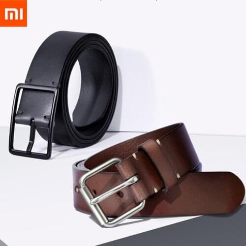 Xiaomi Qimian Men Belt Male Genuine Leather Strap Vegetable-tanned Cowhide Belt For Men 3.8CM High Quality Pin Buckle Waist Belt