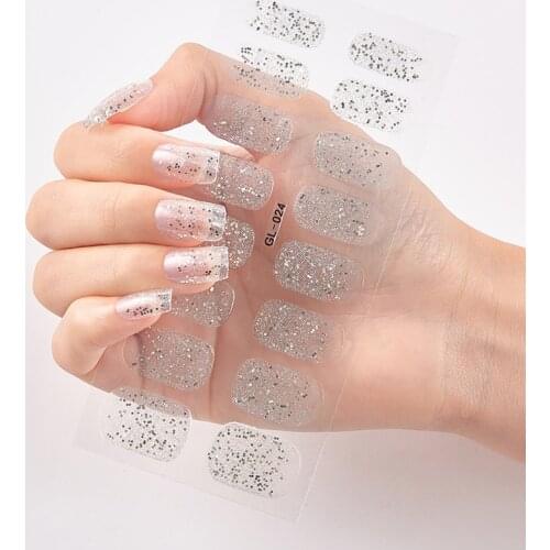 Glitter Series Powder Sequins Minimalist Design Sticker For Nails Nails Art Decoration Full Cover Nail Stickers Nail Accesoires