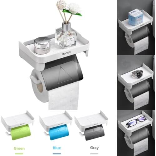 Wall Mount Roll Paper Storage Rack Multi-function Toilet Paper Holder Rack Bathroom Rack Shelves 3 Colors