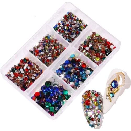 New Multi-Size Nail Rhinestones 3D Crystal AB DIY Nail Art Decorations crystal diamond gem 3D glitter Nail Beauty