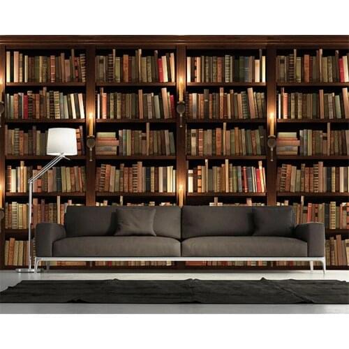 Beibehang Custom wallpaper 3D European Style Sofa TV Background wallpaper Wall Bookcase Books Bookshelf 3d wallpaper mural