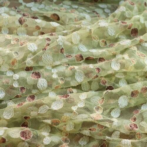 One meter Quality gauze fabric Fresh green dot jacquard tissu High grade dress half skirt cheongsam wedding dress sewing