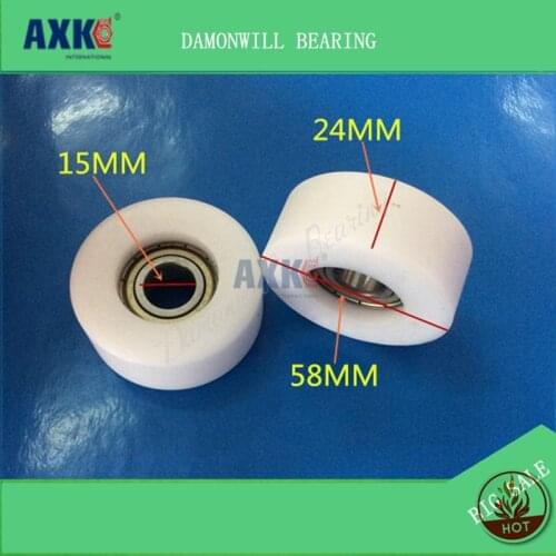 Rubberized wheel 15*58*24POM package polyurethane wheel 6202 4PCS rubberized bearing wheel nylon wheel bearing pulley roller