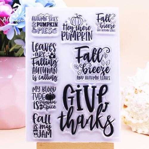 Alinacutle CLEAR STAMPS Give Thanks Fall DIY Scrapbooking Card Album Paper Craft Rubber Transparent Silicon Clear Stamp