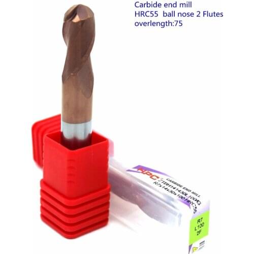 R7*14*100 of 2 flutes ball nose HRC 55 milling cutter carbide end mill tungsten knife CNC tools