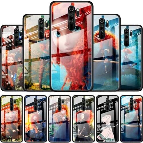 Merida Brave Disney Princess for Xiaomi Redmi K40 K30 K20 Pro Plus 9C 9A 9 8A 7 Luxury Shell Tempered Glass Phone Case Cover