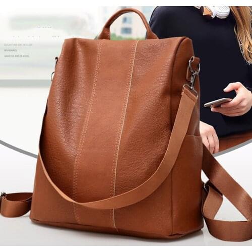 Retro Women Backpacks Designer Soft Leather Fashion Back Bag Casual Anti-theft Travel Bags