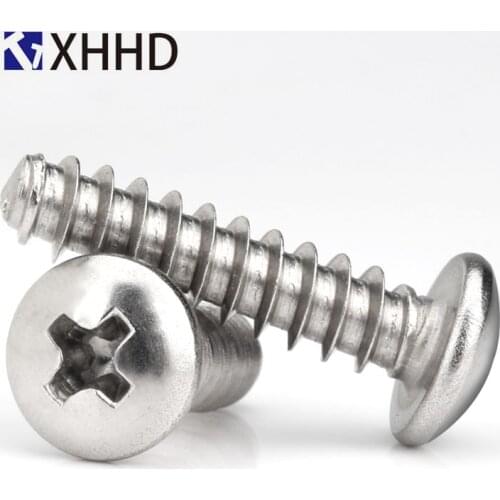 M1.4 M1.7 M2-M5 304 Stainless Steel Cross Round Head Flat Tail Self Tapping Screws PB Philips Pan Head Flat End Wood Screw