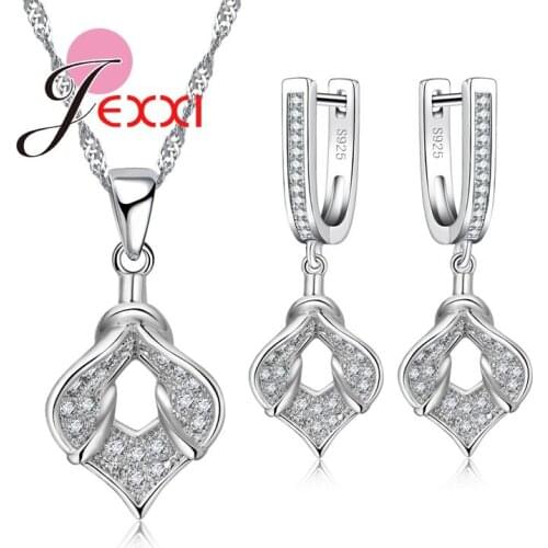 Charm Morning Glory Flower Pendant Design Women Girls 925 Sterling Silver Accessories Necklace Earrings Wholesale