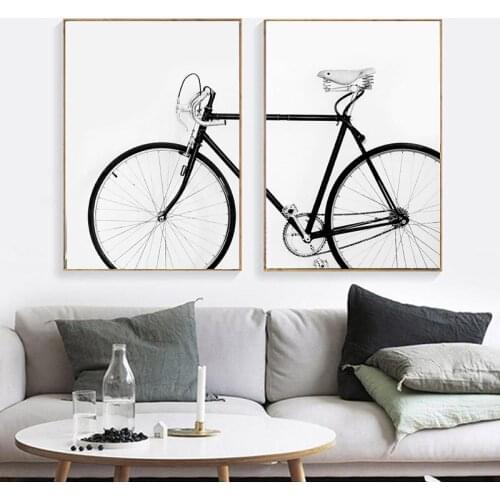 Modern Simple Bicycle Wall Art Black White Bike Canvas Painting Posters and Prints Hang Painting Bedroom Living Room Decoration
