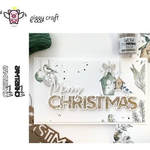 Piggy Craft metal cutting dies cut die mold Merry Christmas letters Scrapbook paper craft knife mould blade punch stencils dies