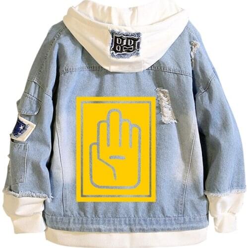 Hot anime JoJos Bizarre Adventure Jacket Hooded Sweatshirt Harajuku Windbreaker Jeans Streetwear Cartoon Couple Hoodies coat