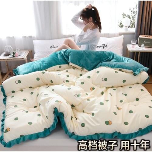 Thick Warm Crystal velve quilt winter Super warm Cotton blanket spring autumn home Quilts comfortable soft plush comforter core