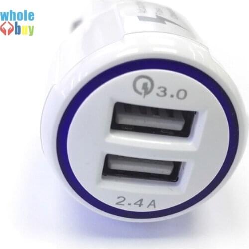 Quick Charge QC 3.0 USB Charger 2 Port Dual Car-Charger 3.1A Fast Car Chargers Adapter Charging for iPhone Samsung Huawei 100pcs
