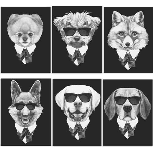 Vintage Elegant Dogs Metal Poster Retro Tin Plate Black And White Pet Dogs Iron Painting Wall Decor For Pub Club Home Decor Sign