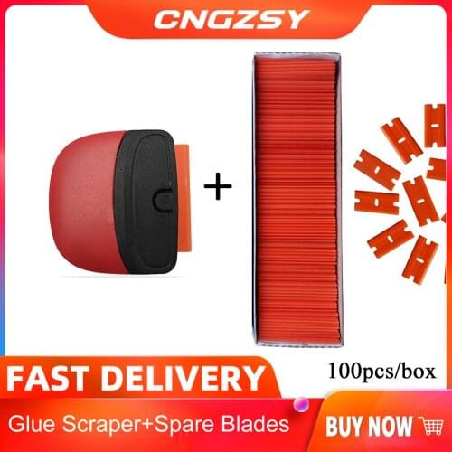 100pcs Plastic Blades Sticker Label Glue Wallpaper Cleaner Mini Rabbler Hand Squeegee for Ceramic Stove Table Car Clean E37 E14