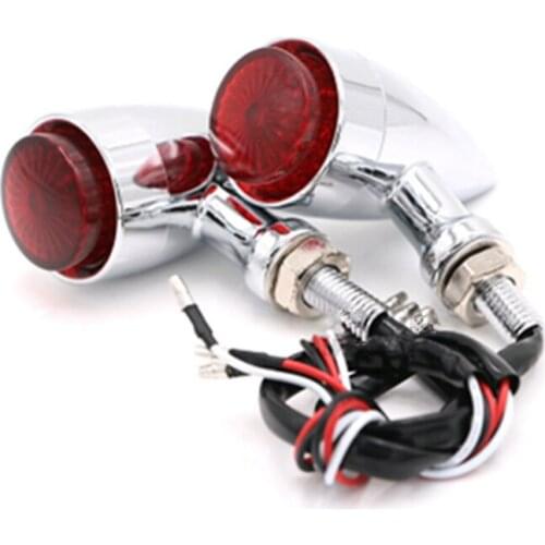2pcs Chrome Bullet Amber 12v LED Brake Turn Signal Light Indicator Lamp Motorcycle For Honda Yamaha Suzuki Kawasaki