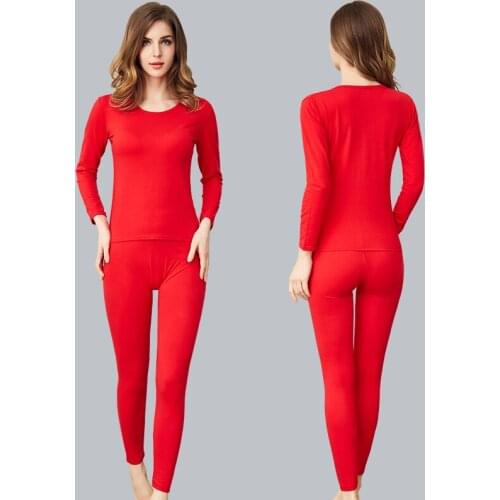 2018 Winter Long Johns Women Solid Underwear Warm Suits Round Neck Ropa Mujer Cotton Undershirt Plus size Tmall Hot Selling