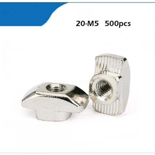 500PCS M5 Hammer 20-M5 Nut Aluminum Connector T Fastener Sliding Nut Nickel Plated Carbon Steel for 2020 Aluminum Profile
