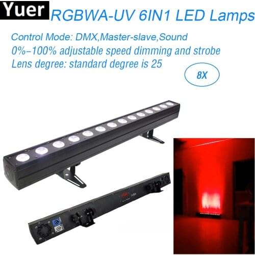 8Pcs/Lot 14X12W RGBWA-UV 6IN1 LED Wash Wall Light Stage Effect LightsDJ Disco Lamps Music Colours Lighting Party Stage Lamp New