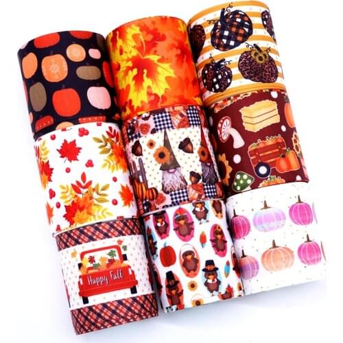 Free shipping 50 yard per size halloween ribbon printed grosgrain ribbon 32400