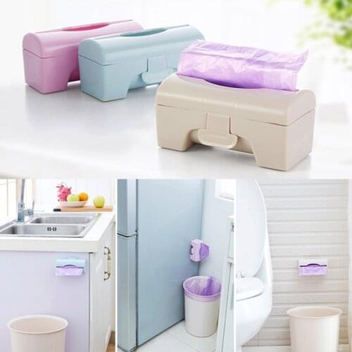 Purple Wall Hanging Trash Bags Holder Garbage Storage Box Kitchen Plastic Bag Container Bathroom Garbage Bag Dispenser Organizer