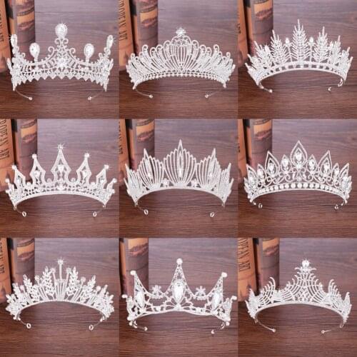 Crystal Crown Tiara Wedding Hair Accessories Crystal Tiara Bridal Crown Silver Color Headpiece Luxurious Pearl Tiara Diadem