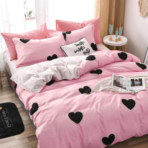 57Classic twin full queen king size bedding set flamingo love pink bed linen 4pcs/set duvet cover set Pastoral bed sheet AB side