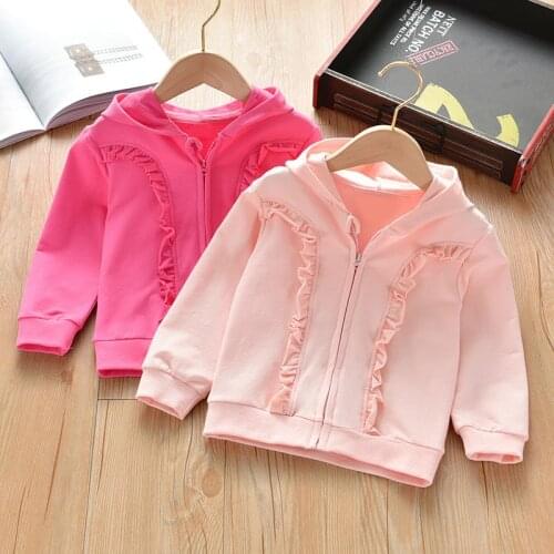 Menoea Girls Coat Jackets Baby Kids Solid Color Hooded Outwear for Children Coats Jacket Clothing Toddler Zipper Coats 2-6Years