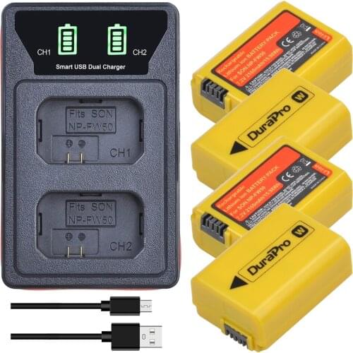 2160mAh NP-FW50 NP FW50 NPFW50 Li-ion Battery + USB Dual Charger with Type C For Sony Alpha a6500 a6300 a6000 a5000 a3000 NEX-3