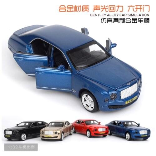 1: 32 simulation childrens cross-country toy car Bentley three box domineering alloy car model childrens holiday gift blue