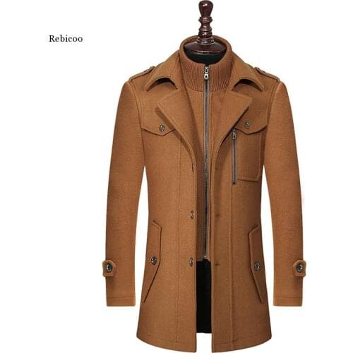 New Winter Wool Coat Slim Fit Jackets Fashion Outerwear Warm Man Casual Jacket Overcoat Pea Coat Plus Size M-Xxxxl