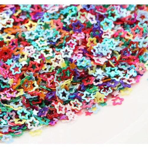 Loose Sequins 5mm Hollow Star Shape Sequins For Nail Crafts DIY Sewing Needlework Clothes PVC Paillette Confetti Craft
