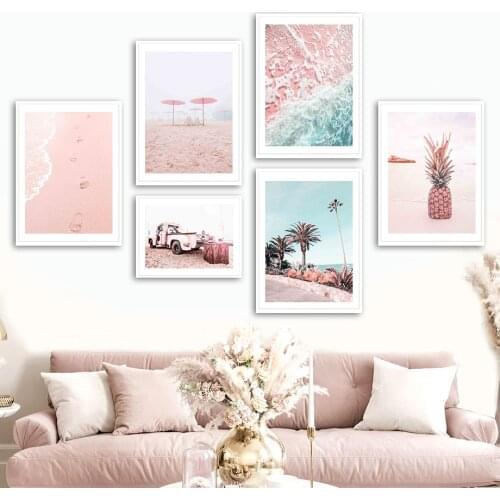 Beach Car Pineapple Coconut Tree Umbrella Wall Art Canvas Painting Nordic Posters And Prints Wall Pictures For Living Room Decor