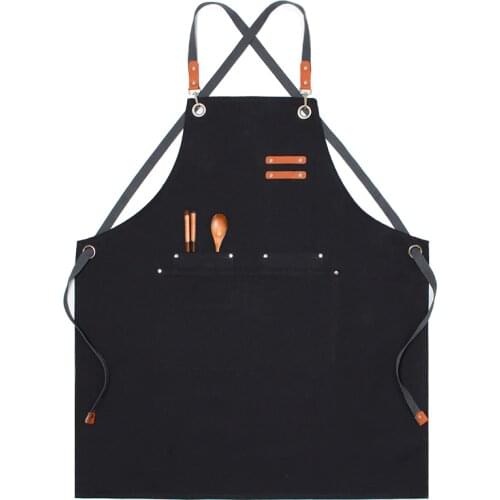 Unisex Canvas Work Apron Adjustable Cooking Kitchen Aprons with Tool Pockets for Men Woman Chef Waiter Cafe Shop BBQ Hairdresser