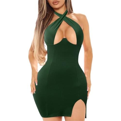 Sexy Womens Crisscross Halter Sleeveless Cutout Front Wrap Tank Top Mini Dress Robe Femme Vestidos Mujer Verano 2021 Vestido