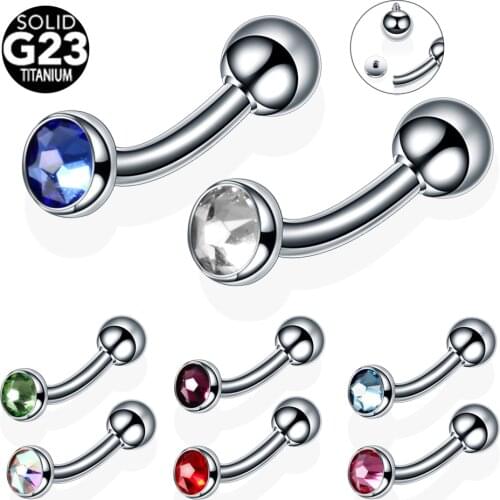1PC Titanium Eyebrow Banana Piercing Crystal Gem Tongue Rings Sexy Vagina Piercings Genital Piercing Daith Earrings Body Jewelry