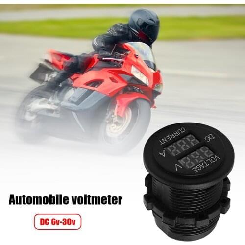 2 In 1 12v Digital Led Display Waterproof Motorcycle Voltage Meter Gauge