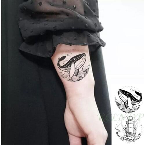 Waterproof Temporary Tattoo Sticker whale sea sailboat Flash Tatoo Fake Tatto Hand Arm Neck Body Body Art for Woman Men