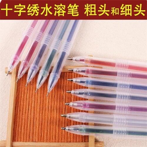 Cross stitch water pen brush fine silver and fine head a point pen tool red blue