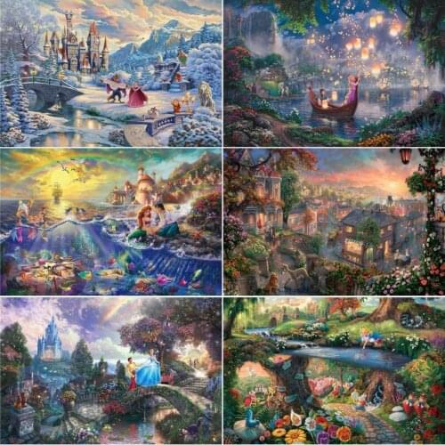 All Art Poster Prints Disney Prince and Princess Fairyland W Snow White Beauty and The Beast Canvas Painting Picture Decoration