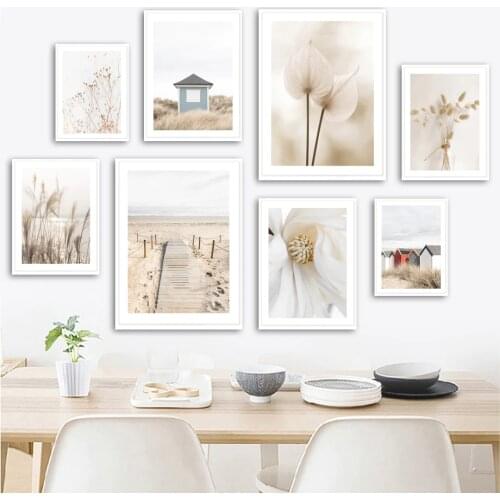 Reed Vase Beach Flower Plant Grass Chalet Wall Art Canvas Painting Nordic Posters And Prints Wall Pictures For Living Room Decor