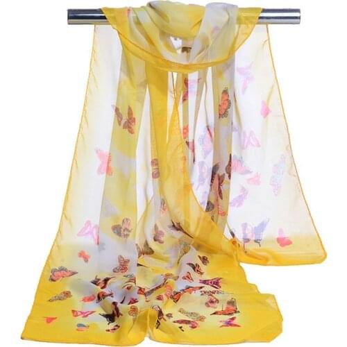 160*50cm Sun protection Spring and summer Print woman Scarf butterfly Chiffon girl Women Scarf Pareo Wrap Sunscreen Long Cape